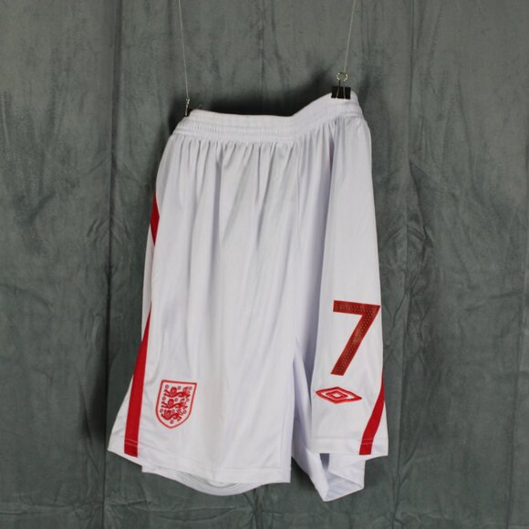 Team England Soccer Shorts (Retro) - Home Whites by Umbro - Men's Large - Picture 4 of 7